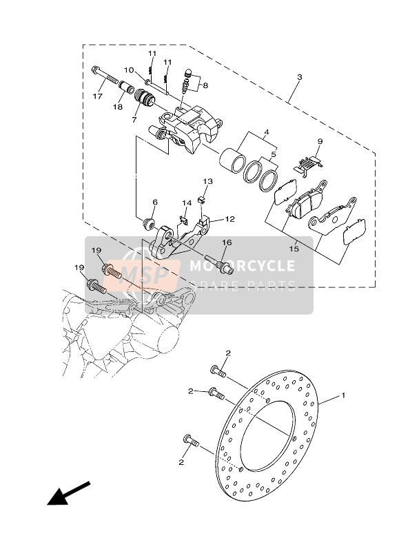 B74F580W1000, Etrier Complet,  Arie, Yamaha, 0